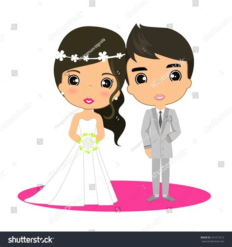 Vector Cartoon Bride Groom Married Stock Vector 251417512 Shutterstock