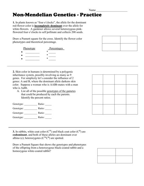 Non Mendelian Genetics Worksheet