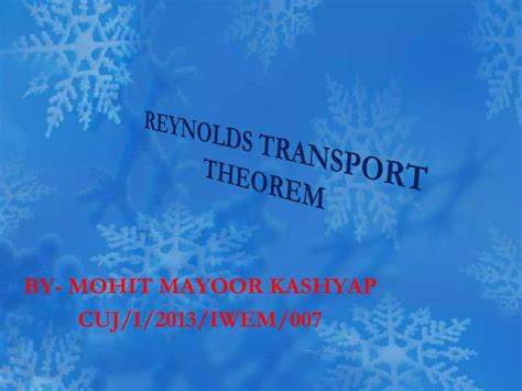 Reynolds Transport Theorem PPT