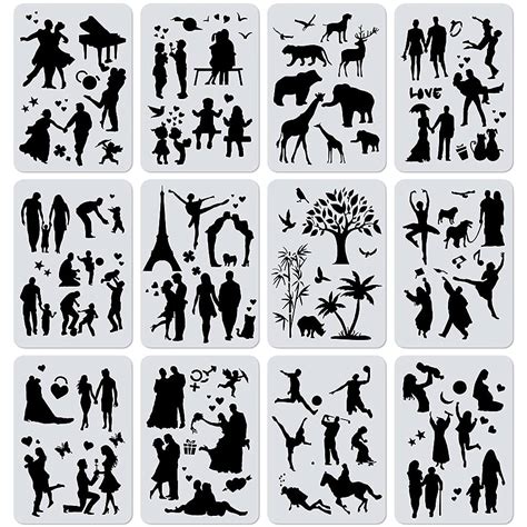 Stencil Art Templates for Painting - 12pcs People Stencils for Rock ...