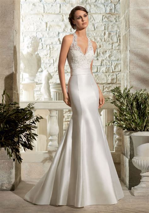 Satin With Crystal Beading On Lace Wedding Dress Morilee