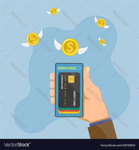 Smartphone With Credit Cards On Screen Royalty Free Vector