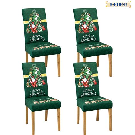 Christmas Chair Covers Set of 4 Dining Room Chair Slipcovers Merry ...