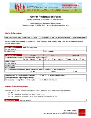 Fillable Online Leacockfoundation Golfer Registration Form Leacock