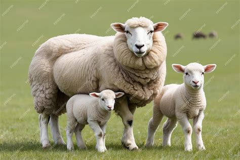 Premium Photo Ewe Sopravissana Sheep With Her Lambs Isolated On White