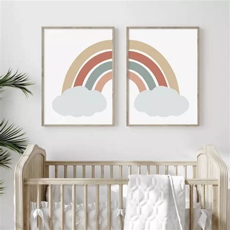 Kit 2 Quadros Decorativo Infantil Arco íris Nude Nuvem 20x3 MercadoLivre