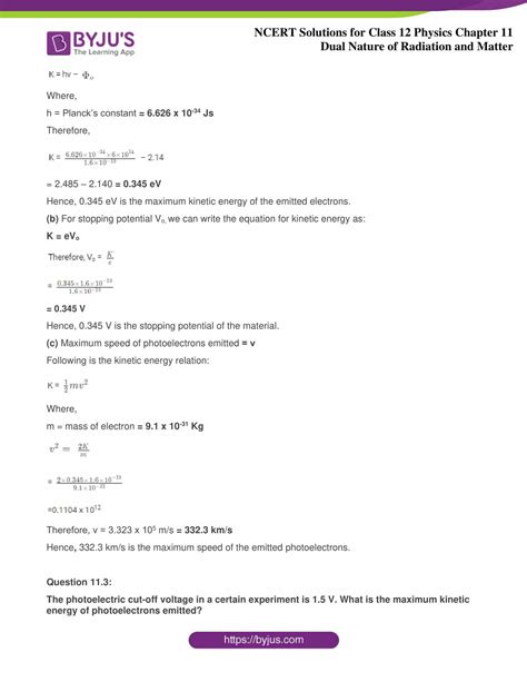 NCERT Solutions Class 12 Physics Chapter 11 Dual Nature Of Radiation