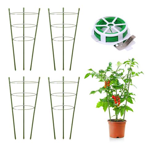 4 Pack Plant Support Tomato Cages For Garden 18 Inches Small Tomato Cages And Supports With