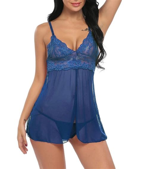 Women Nightwear Lace Babydoll Strap Chemise Sexy Open Front Lingerie