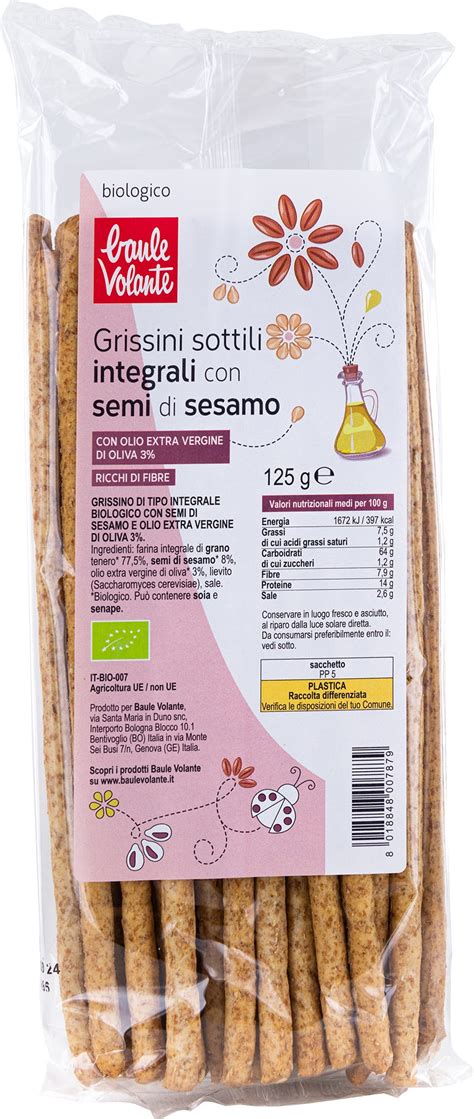 Grissini Sottili Integrali Al Sesamo BAULE VOLANTE Agricoltura