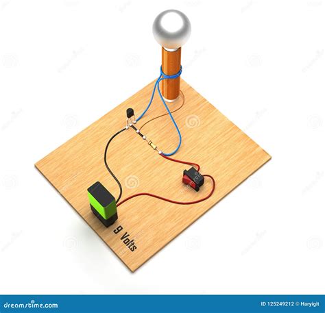 Tesla Coil Experiment Top View on White Background. Stock Illustration ...