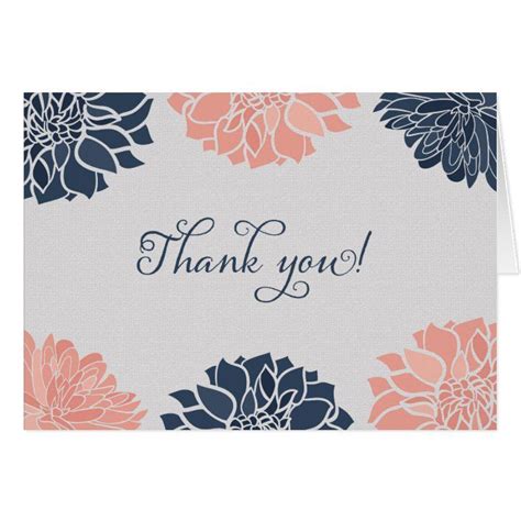 Navy Blue And Pink Dahlia Floral Thank You Card Zazzle Artofit