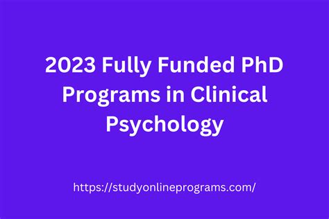 2023 Top Fully Funded Phd Programs In Clinical Psychology Study