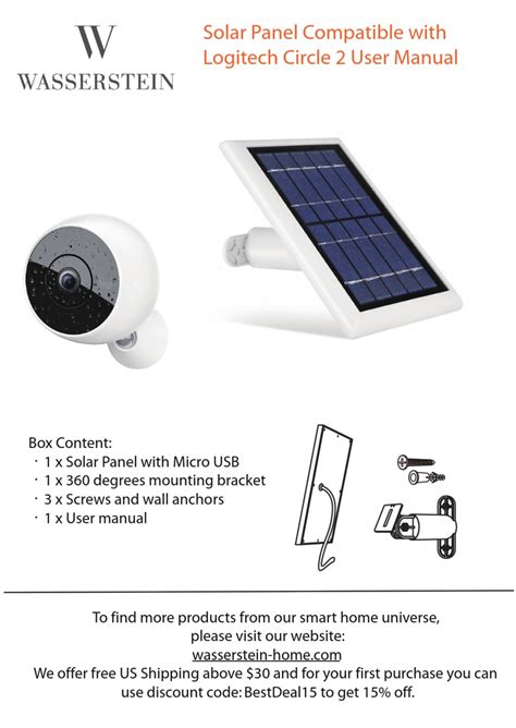 Wasserstein Solar Panel Compatible With Logitech Circle User Manual