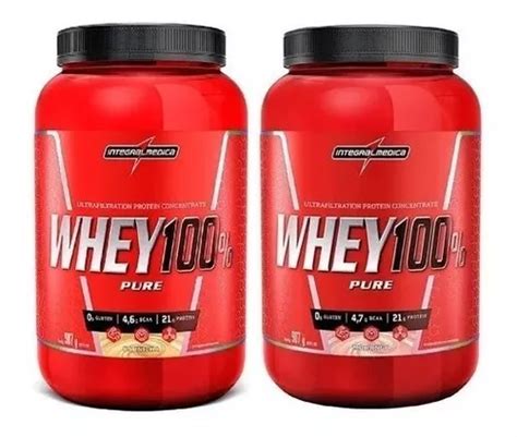 Combo 2x Whey 100 Pure 907g Pote Integral Médica Frete Grátis