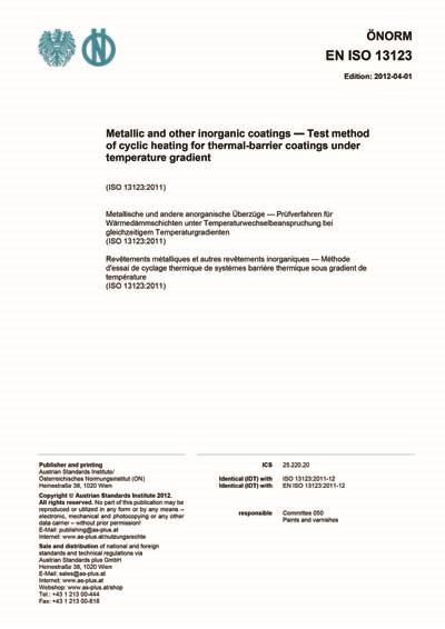 Onorm En Iso Metallic And Other Inorganic Coatings Test