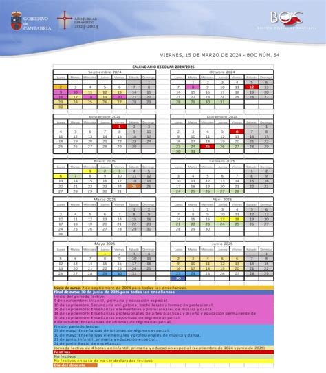 Calendario Escolar En Cantabria