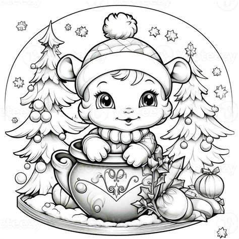 Christmas Coloring Pages Stock Photo At Vecteezy