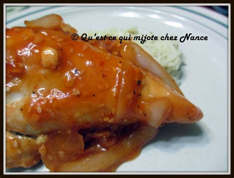 Qu est ce qui mijote chez Nance Poulet aigre doux aux graines de sésame