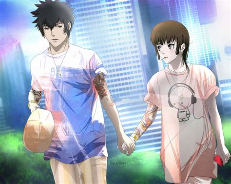 Psycho Pass Kogami X Akane Walking By Lesya7 On Deviantart