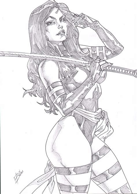 Psylocke Sexy Amazing Pinup Original Comic Page By Edilson Bilas Ag1