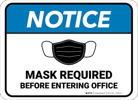 Notice Mask Required Before Entering Office Rectangular Floor Sign