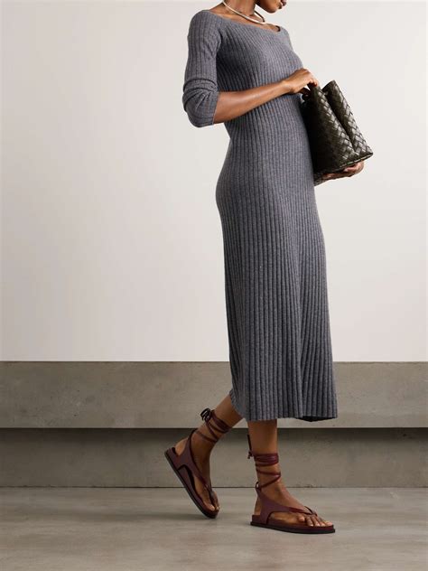 Lisa Yang Nari Off The Shoulder Ribbed Cashmere Midi Dress Net A Porter