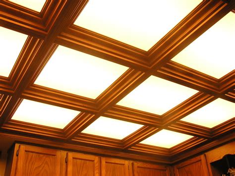 Coffered Ceiling With Lighted Acrylic Panels Woodgrid® Coffered