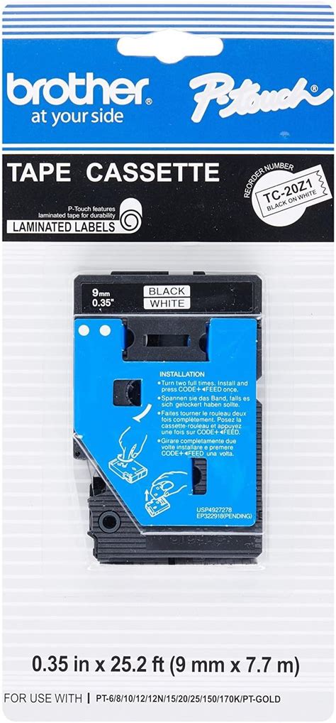 Amazon Genuine Brother Mm Black On White Tze P Touch Tape