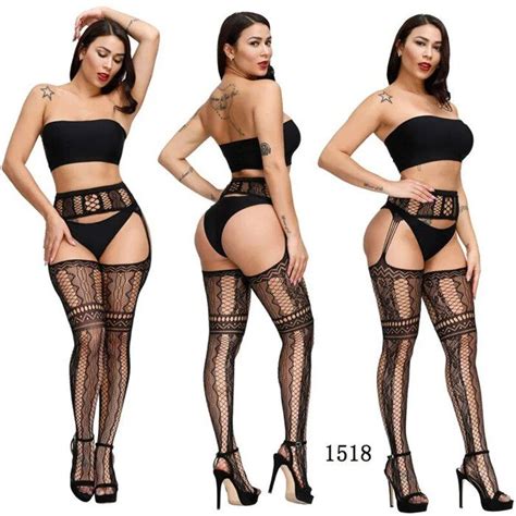 Collants Résille Sans Entrejambe Pour Femmes Collants Taille Haute