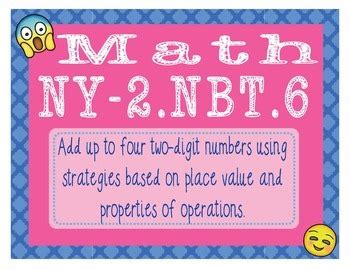 New York Math NY 2 NBT 6 2nd Grade Task Cards Sum Four 2 Digit Numbers