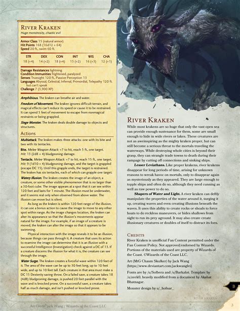 River Kraken - Giant Trickster of the Waterways : r/UnearthedArcana