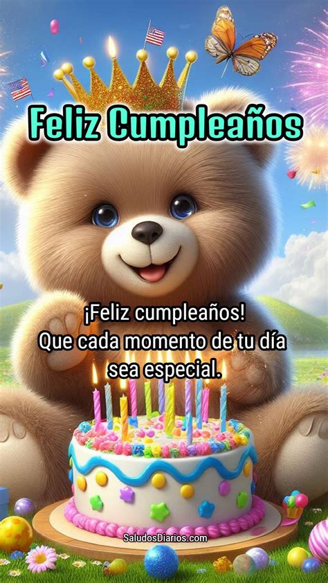 Felicidades Hoy Cumplea Os Lindos Oso Adornos Velas Saludos Diarios