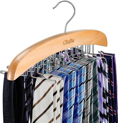 Amazon Ohuhu Tie Rack Hanger For Closet Wooden Tie Holder