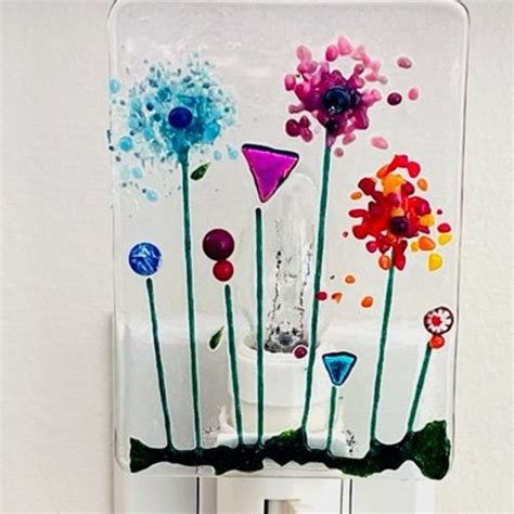 Wildflowers Fused Glass Night Light Bringing The Outdoors In Etsy