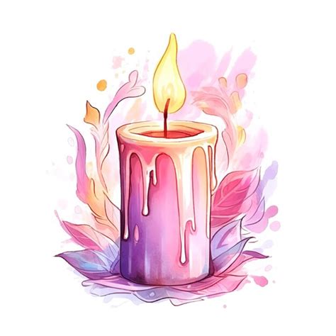 Premium Ai Image Watercolor Candles Illustration