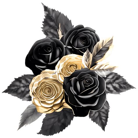 Gold And Black Roses Bouquet Creative Fabrica