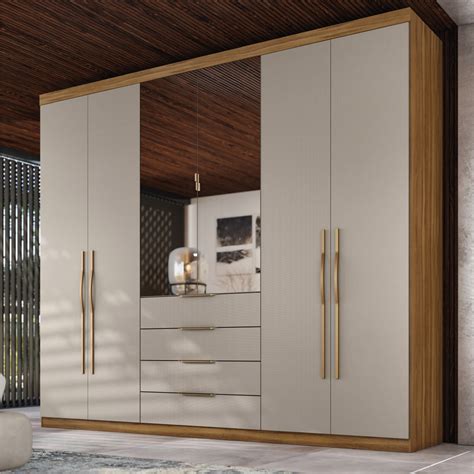 Amêndola Touch Nude Prime TX Guarda Roupa Casal Portas Espelho