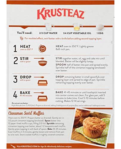 Krusteaz Cinnamon Swirl Crumb Cake Muffin Mix Made With No