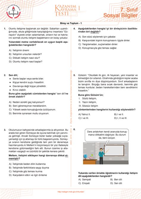 S N F Sosyal Bilgiler Meb Kazan M Kavrama Testleri Google Drive