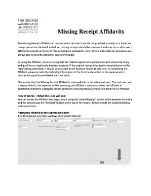 Fillable Online Missing Receipt Affidavits Fax Email Print Pdffiller