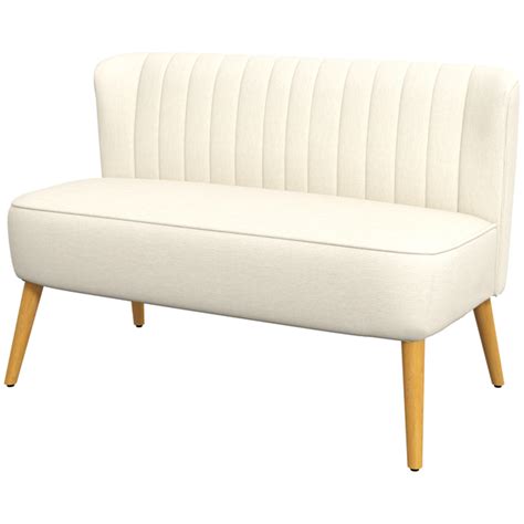 HOMCOM 2 Sitzer Sofa Zweisitzer Loveseat Mit Leinenoptik Doppelsofa