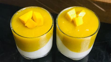 2 Layer Mango Pudding മംഗോ പുഡിങ് Without Gelatin And China Grass Youtube