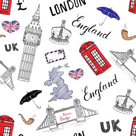 London City Doodles Elements Seamless Pattern With Hand Drawn Tower