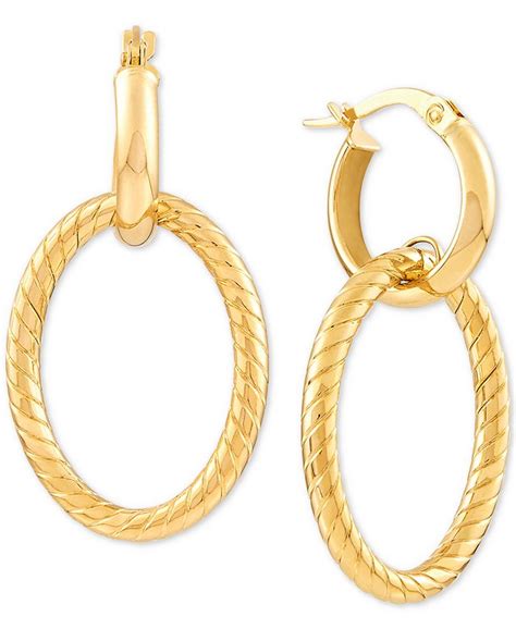 Italian Gold Twisted Oval Hoop Earrings In 14k Yellow Gold Macys