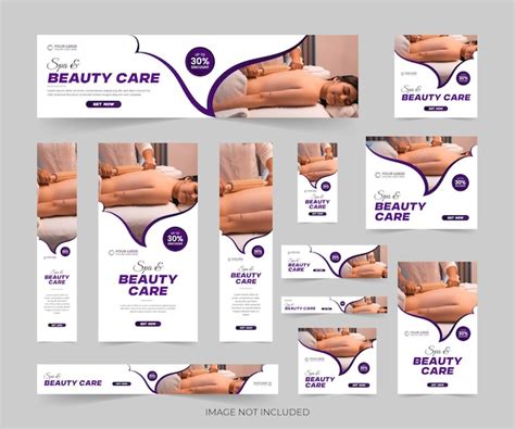 Conjunto De Banners Web De Tamaño Estándar De Spa Beauty Care Moderno Encabezado De Portada De