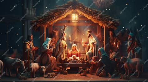 Premium Photo | Nativity scene Christian Christmas concept Generative Ai