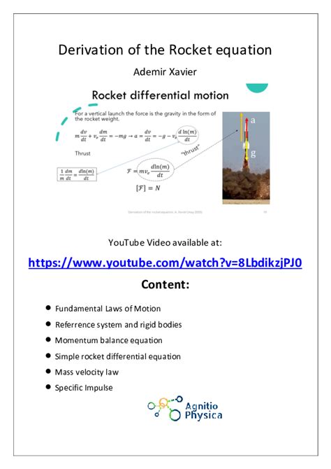 Pdf Derivation Of The Rocket Equation