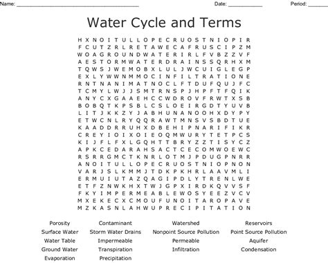 Water Cycle Word Search Printable Word Search Printable