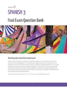 Spanish 3 Final Exam Question Bank Grammar Vocabulary Reading And